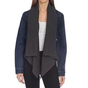 Bagatelle Denim Jacket with Draped Knit Collar